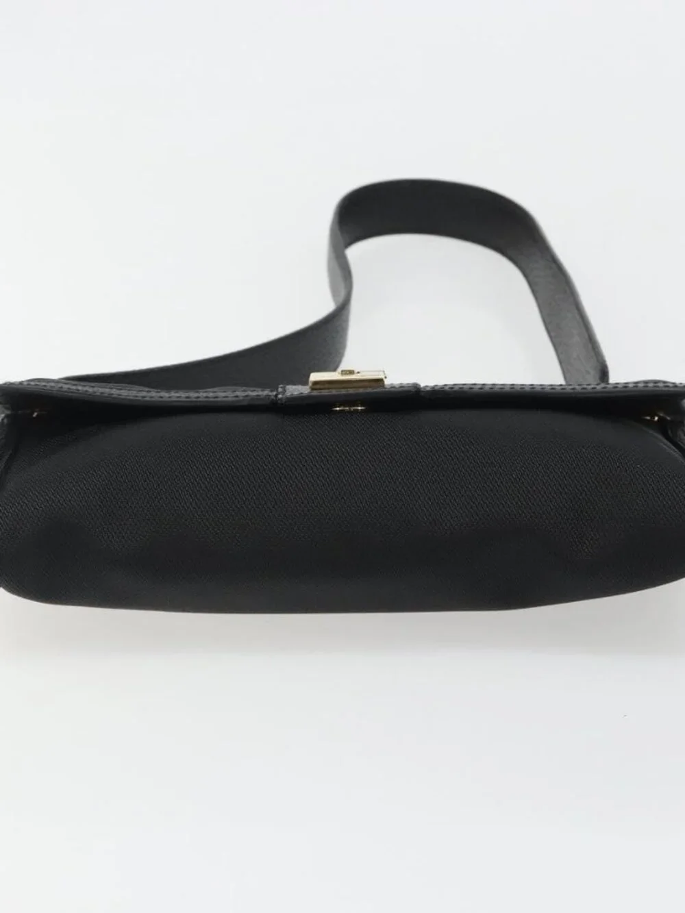 Salvatore Ferragamo Shoulder Bag Canvas Black Gold Auth BA13524V